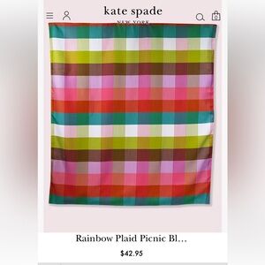 NWT Kate Spade Rainbow Plaid Blanket